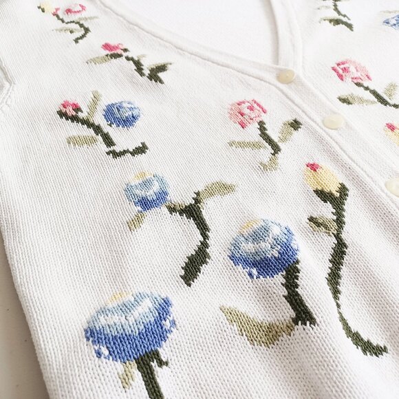 Tabi International Floral Knit V-neck Cardigan - Picture 6 of 15